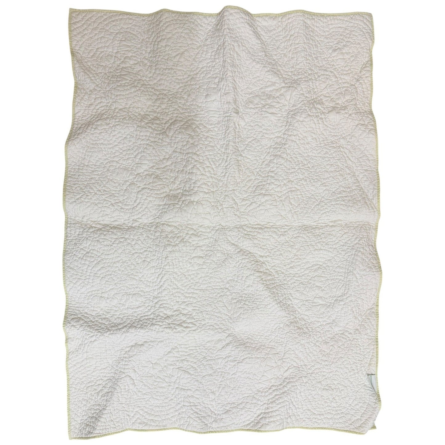 Pottery Barn Baby Quilt Blanket Yellow Butterflies Flowers White Yellow Trim