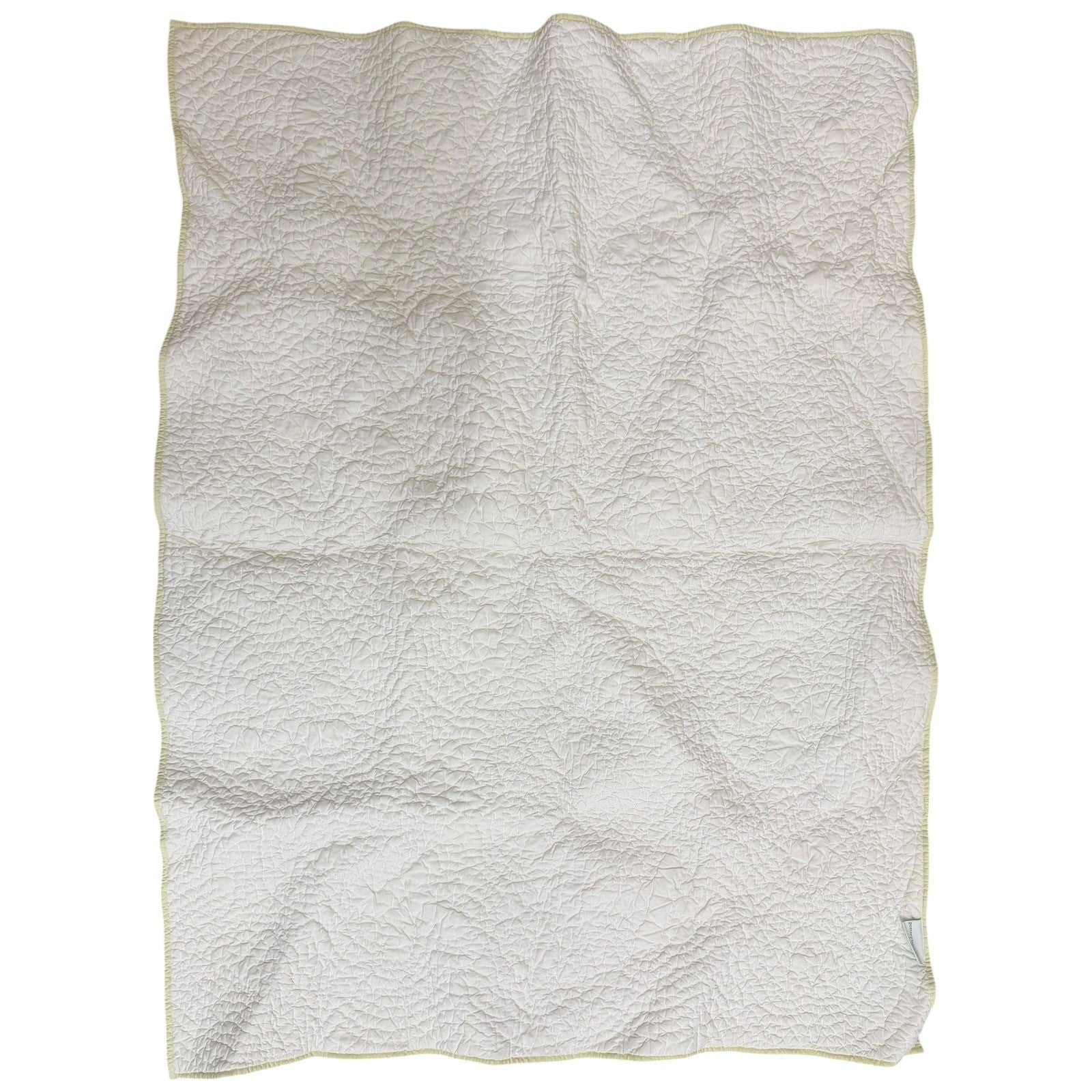 Pottery Barn Baby Quilt Blanket Yellow Butterflies Flowers White Yellow Trim