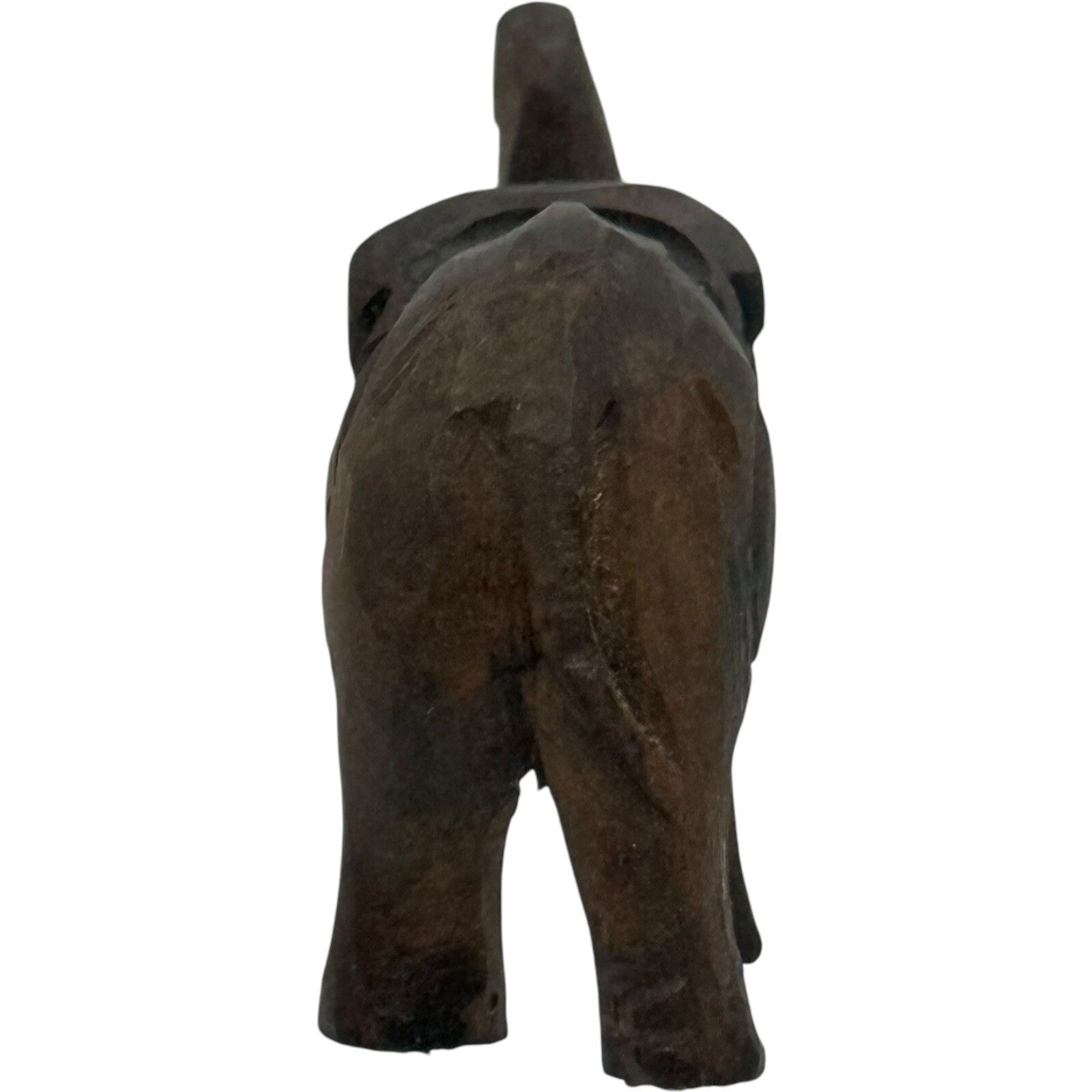 Hand Carved Wood Elephant Figurine Trunk Up Good Luck Decor Statue