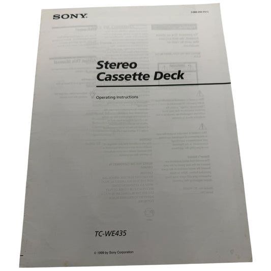Sony TC WE435 Stereo Cassette Deck Operating Instructions Manual Book