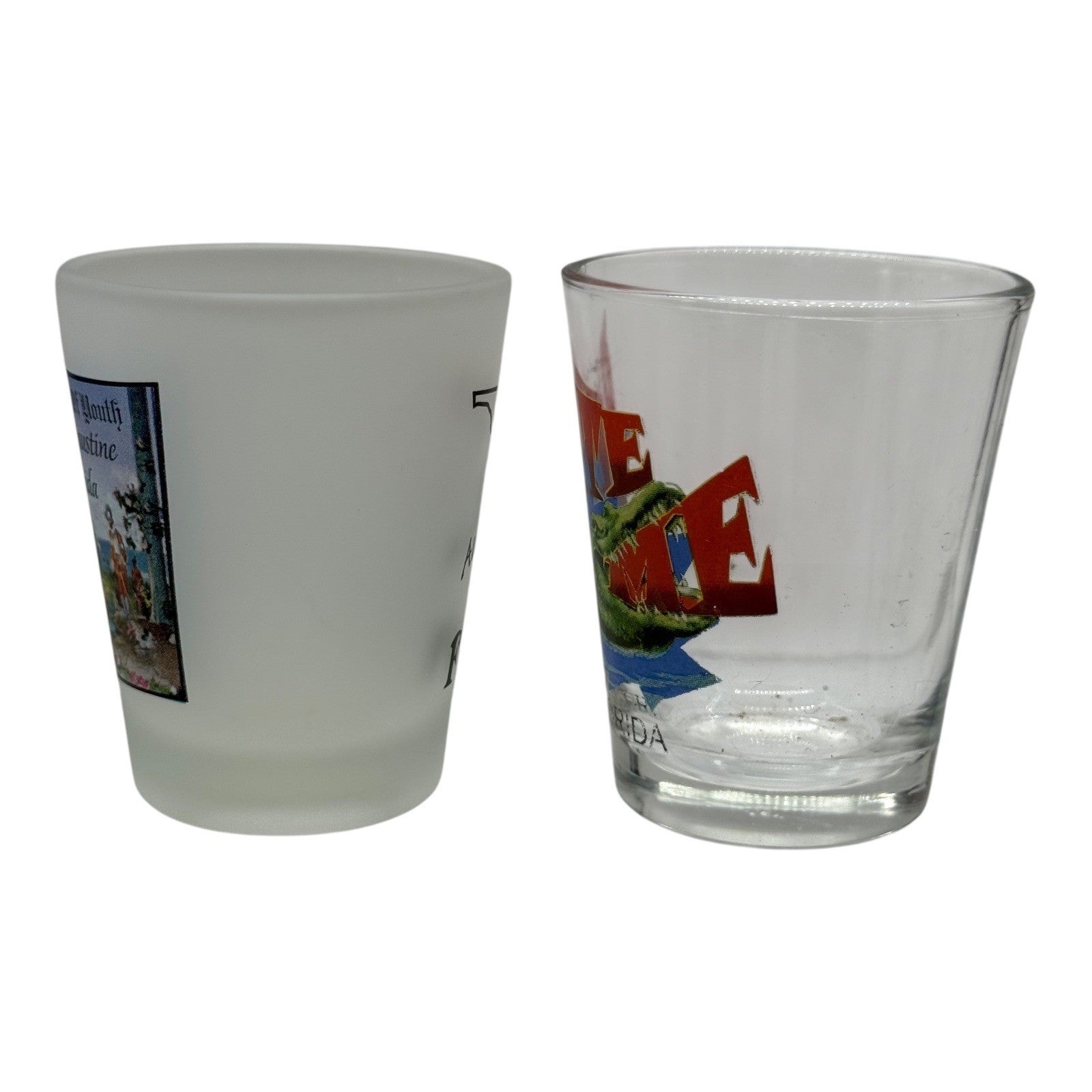 Florida Souvenir Shot Glasses St. Augustine Fountain of Youth Alligator Bite
