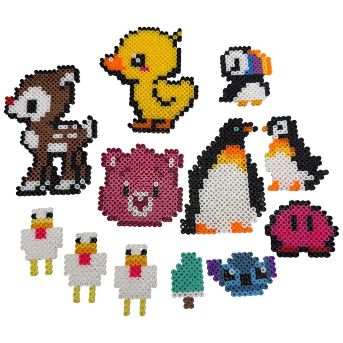 Perler Bead Art Kit Cute Animals Deer Duck Penguins Stitch Kirby Tree Craft
