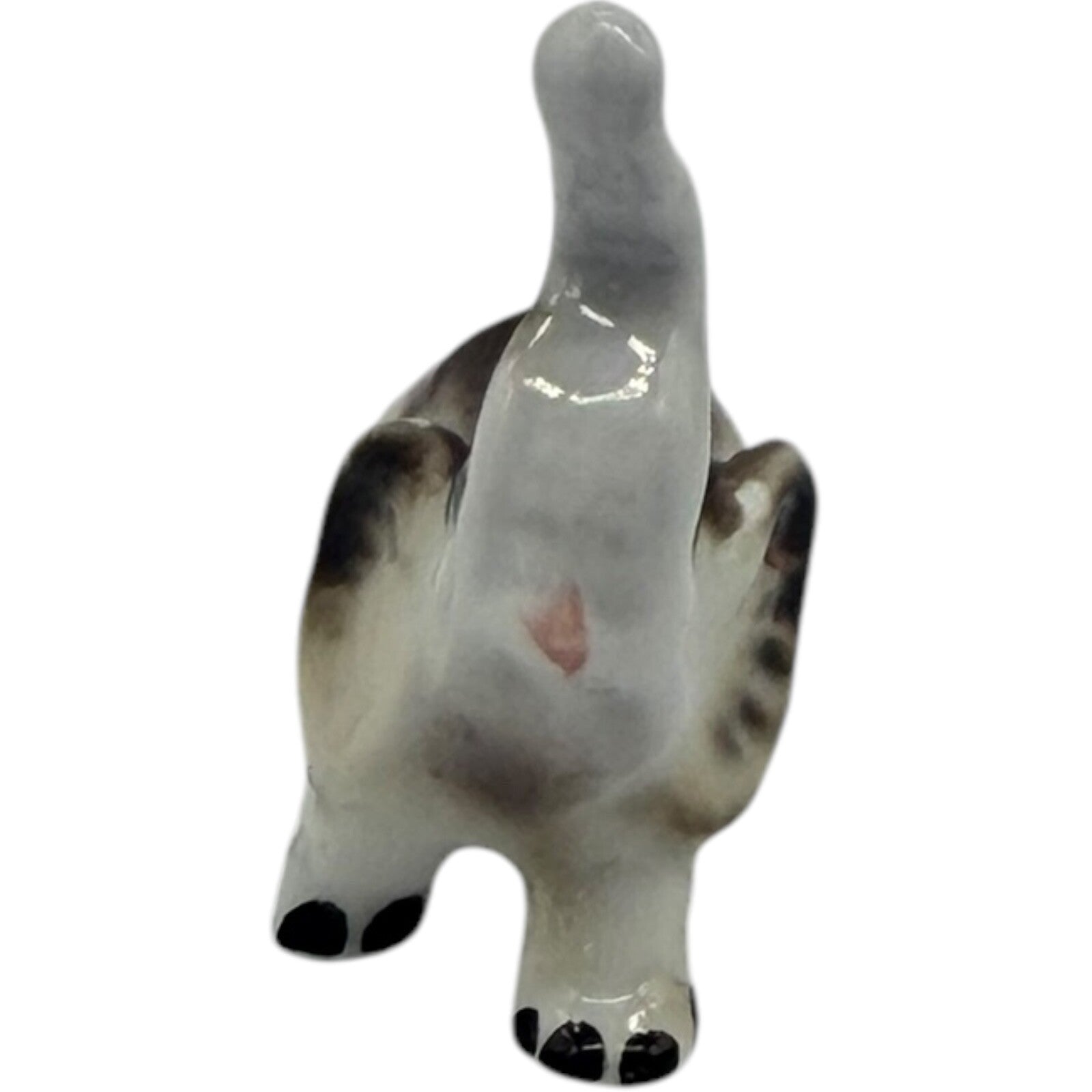 Vintage Rare Japanese Ceramic Miniature Elephant Figurines - Parent & Child