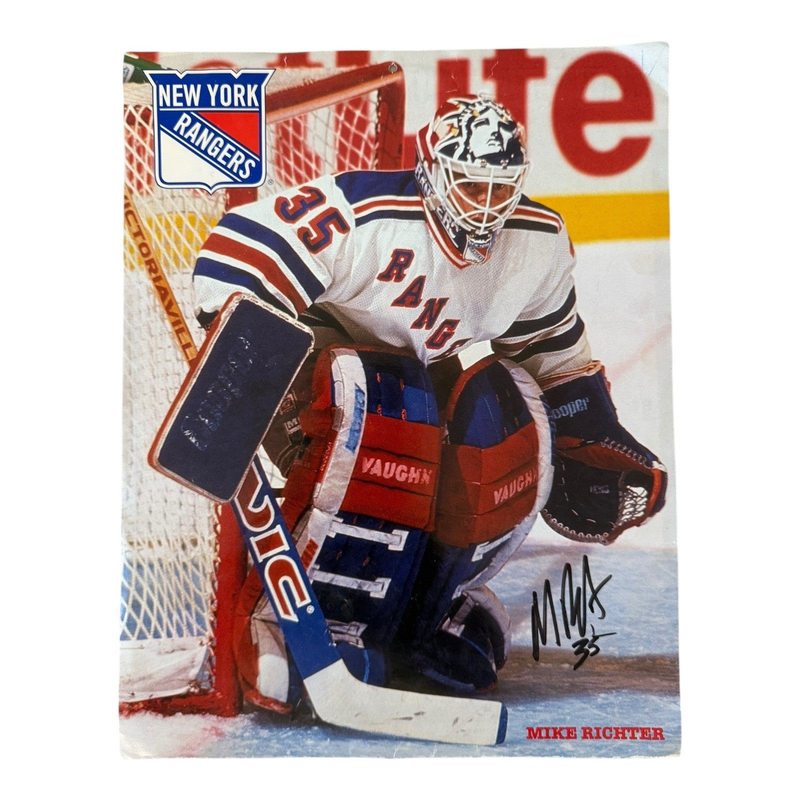 Mike Richter Signed Photo – NY Rangers Autograph on 1993 Program Page