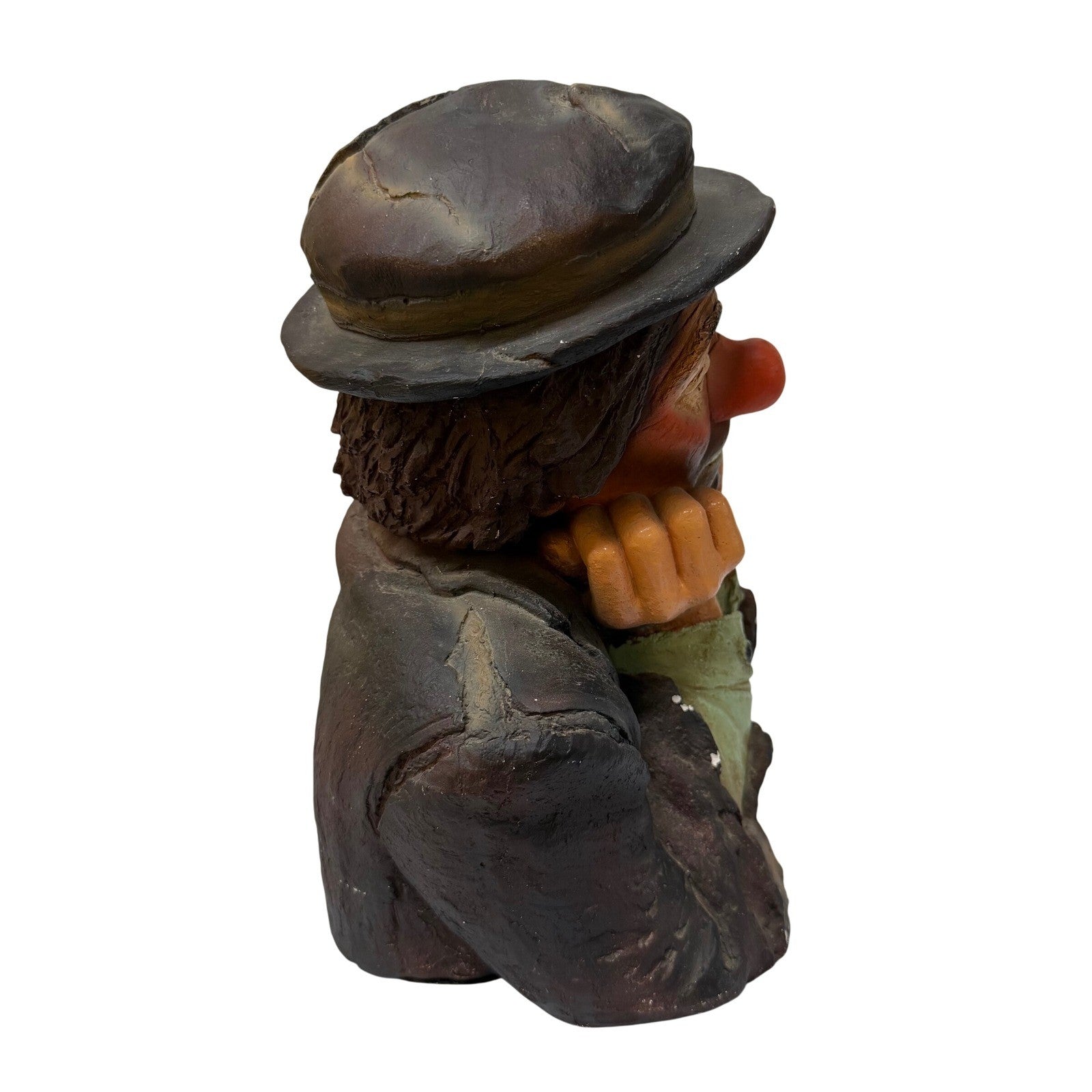 Vintage Sad Hobo Clown Bust Statue Hand Painted Emmett Kelly Style