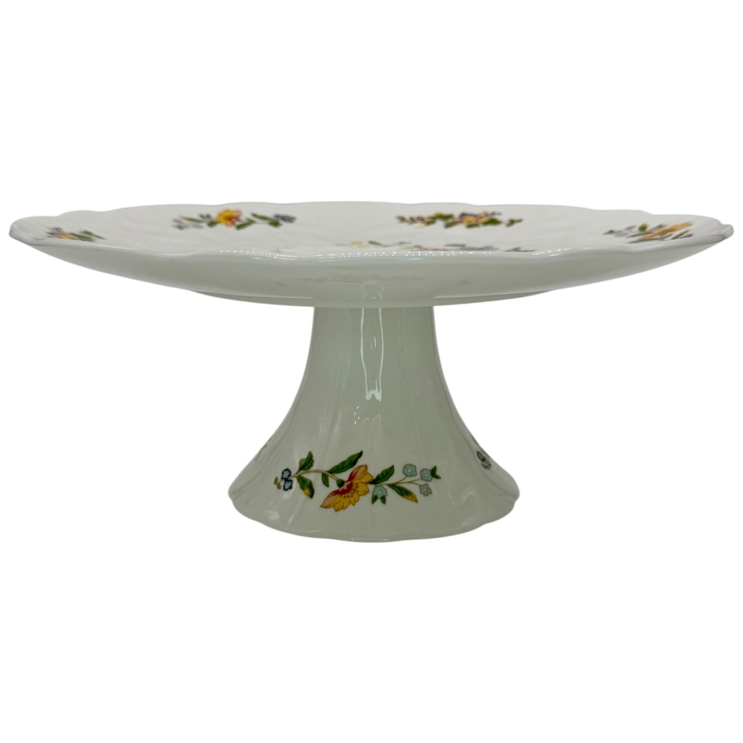 Aynsley Cottage Garden Fine Bone China Footed Cake Stand Floral Butterfly