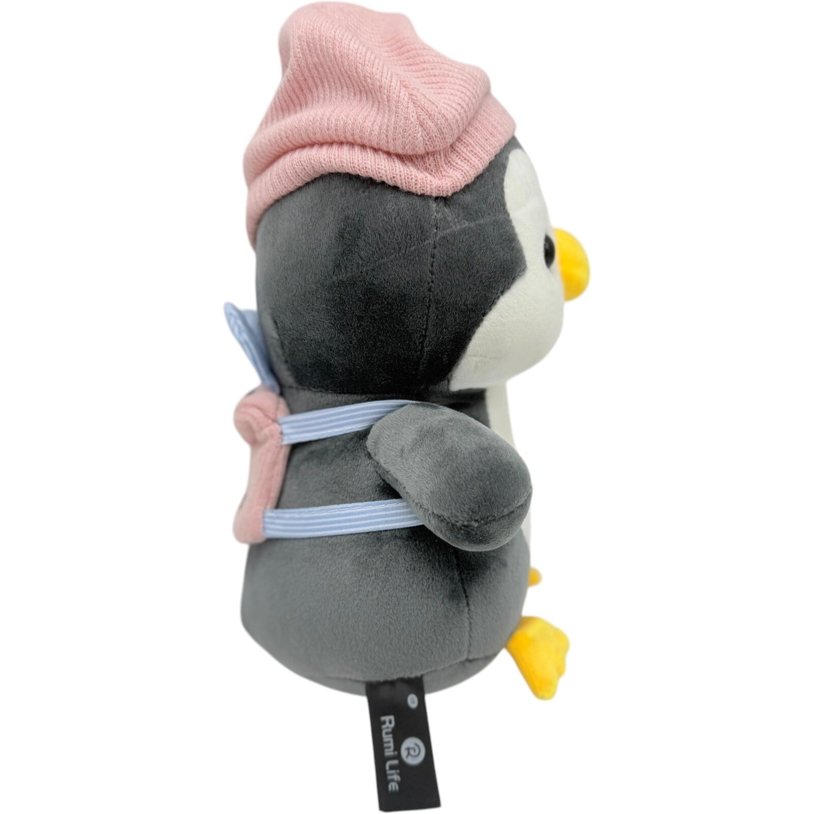 Plush Penguin Doll w/ Pink Hat & Rabbit Backpack - Comfort Sleep Toy