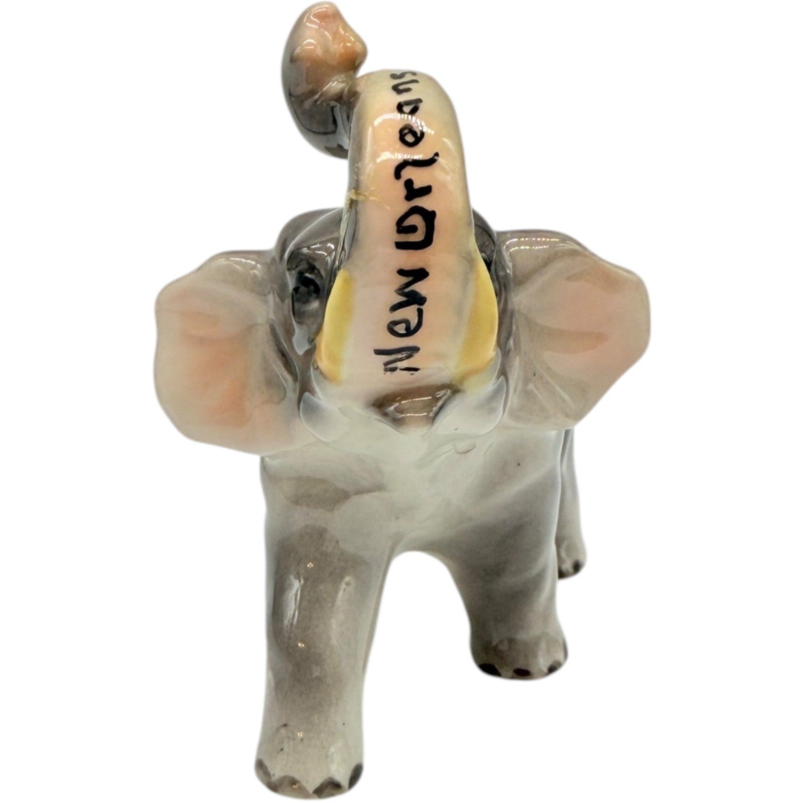 New Orleans Souvenir Elephant Figurine Trunk Up Good Luck Charm Ceramic