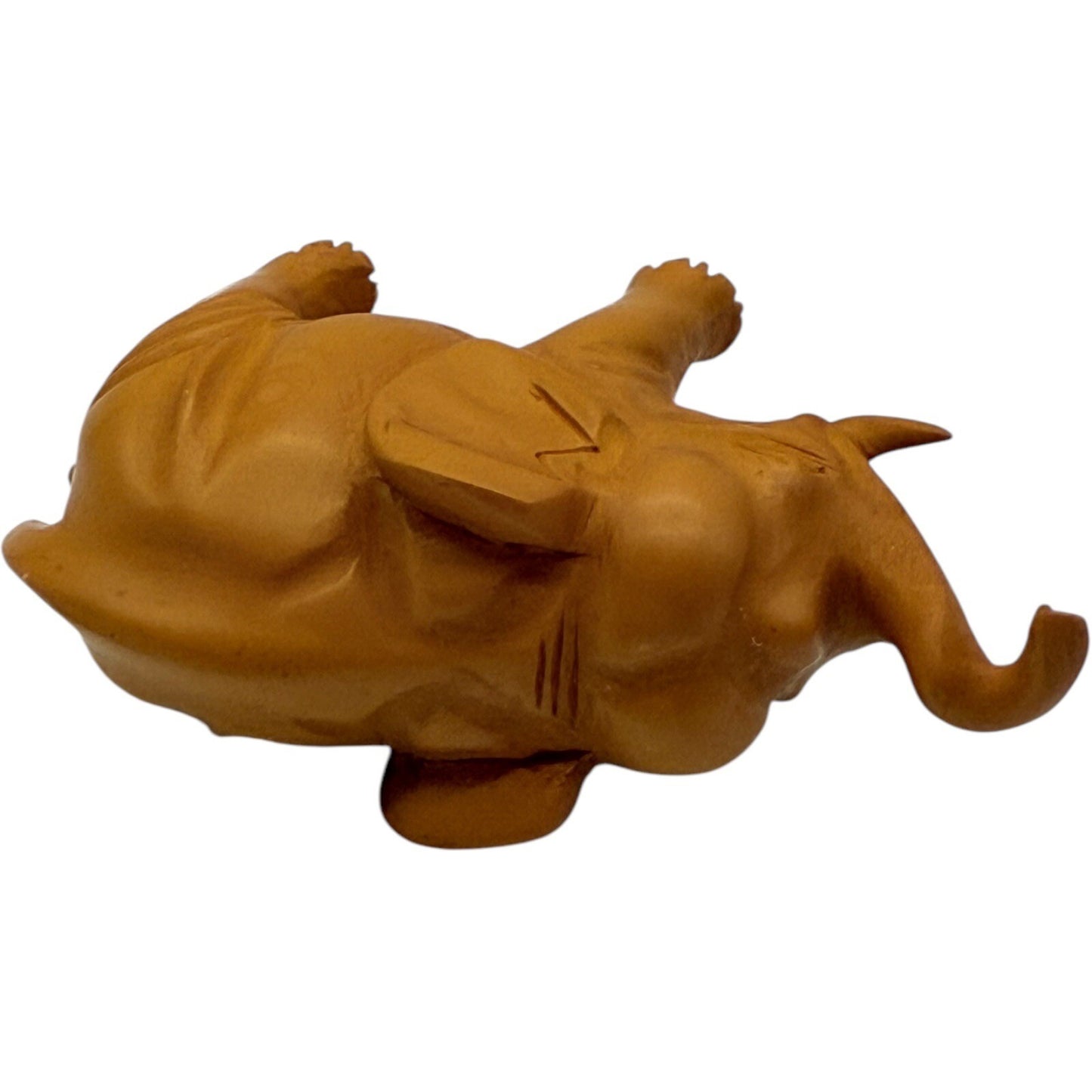 Hand Carved Wooden Elephant Figurine Trunk Up Good Luck Home Decor Statue