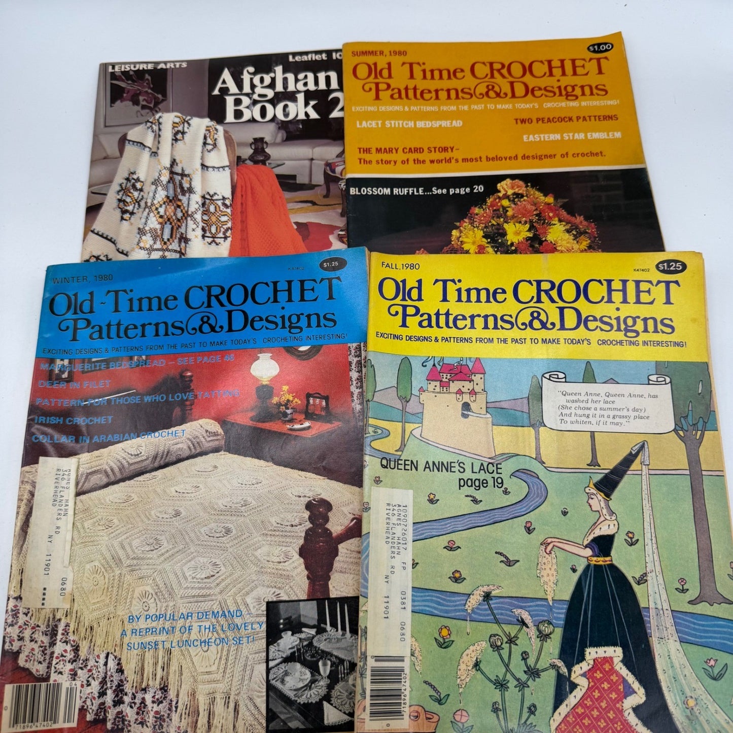 Vintage Crochet Pattern Book Large Lot Granny Squares Afghans Doilies 1940s-80s