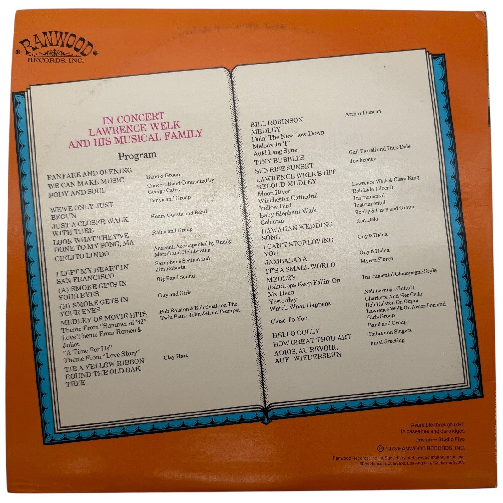 Lawrence Welk And His Musical Family In Concert Vinyl Record LP Ranwood Records