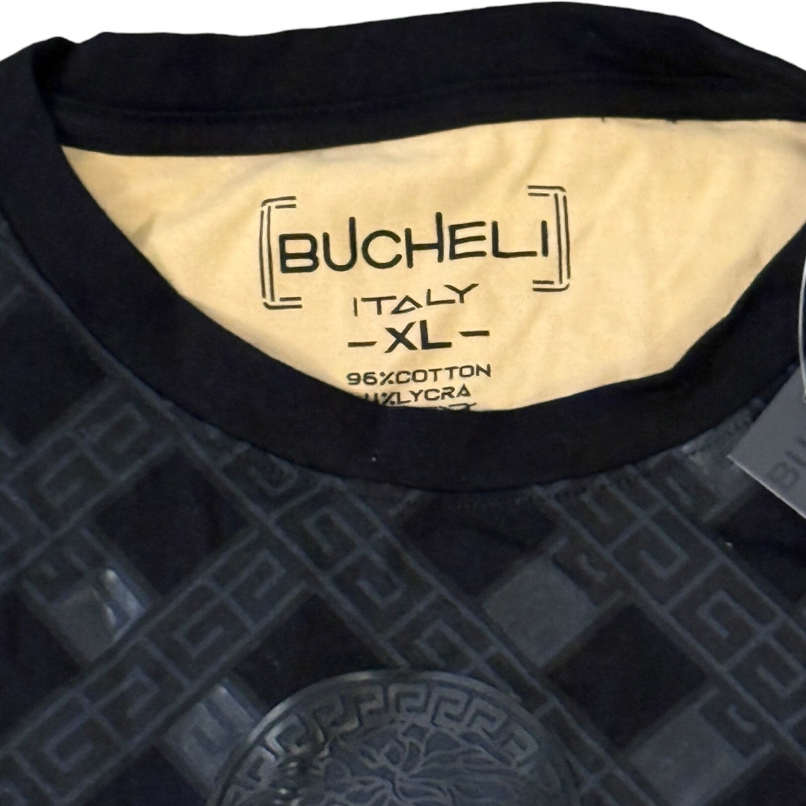 Bucheli Italy T-Shirt Men’s X-Large Black Cream Slim Fit NWT