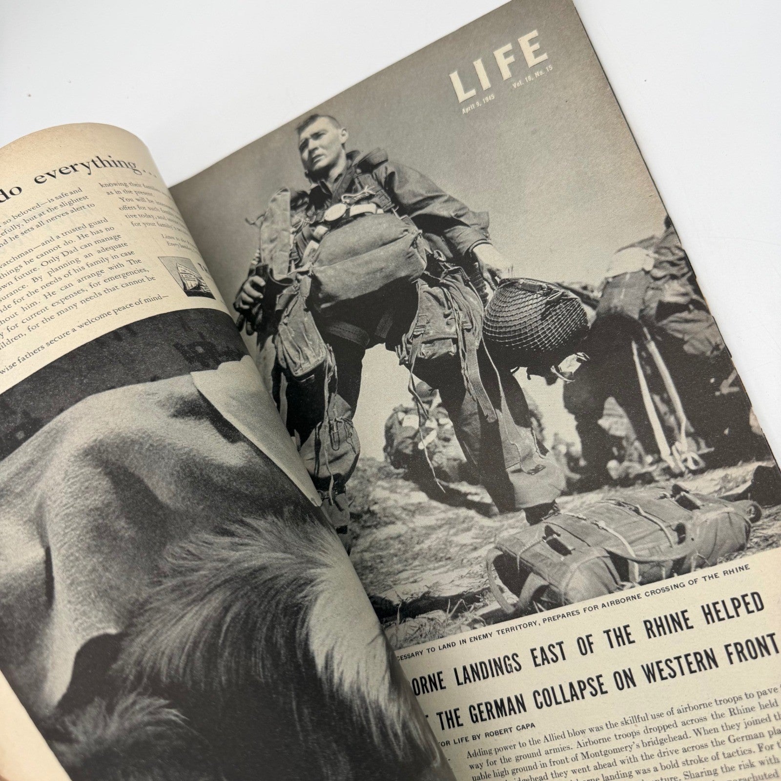 Vintage LIFE Magazine April 9 1945 WWII Iwo Jima Cover Robert Capa Rhine Landing