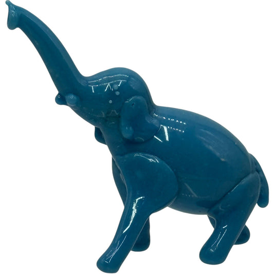 Blue Elephant Figurine Trunk Up Good Luck Charm Home Decor Display Small