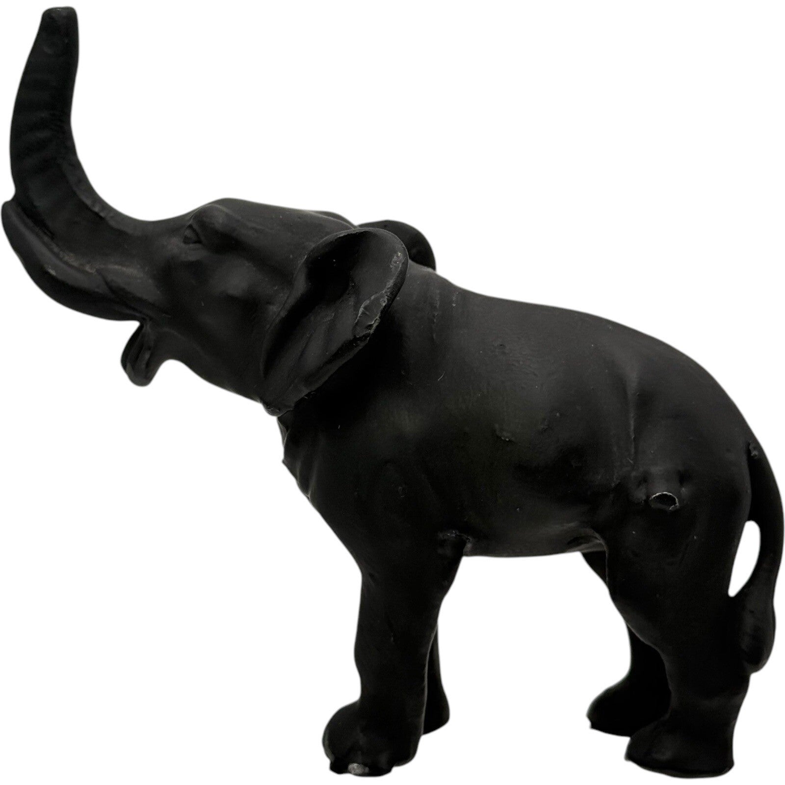 Elephant Statue Trunk Up Figurine Home Decor Good Luck Charm Black