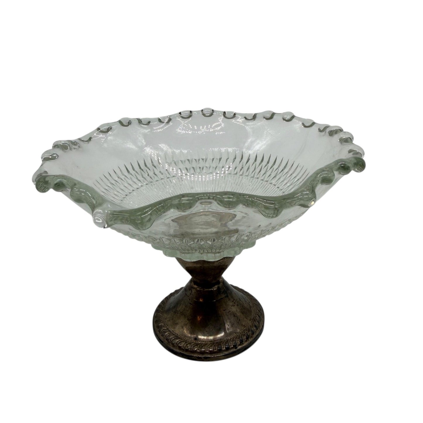 Gorham Duchin Silver Weighted Pedestal Compote Bowl Cut Glass Vintage 5.75 in