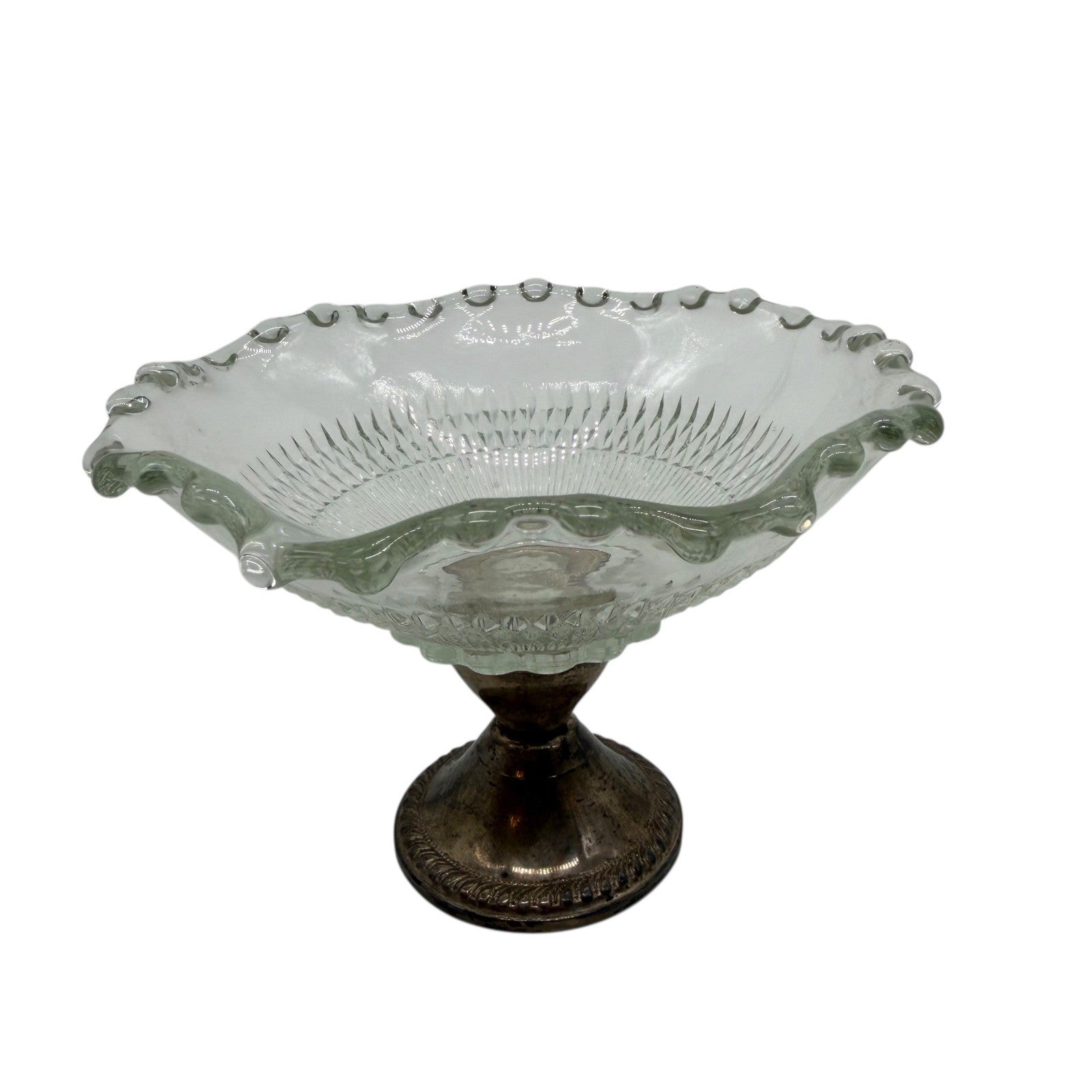 Gorham Duchin Silver Weighted Pedestal Compote Bowl Cut Glass Vintage 5.75 in