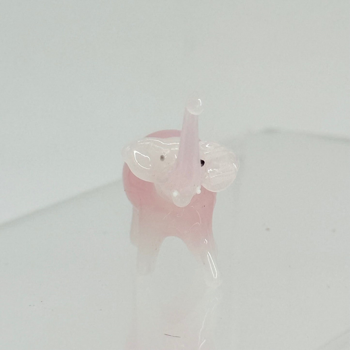 Pink Glass Elephant Figurine Hand Blown Art Glass Animal Collectible Decor