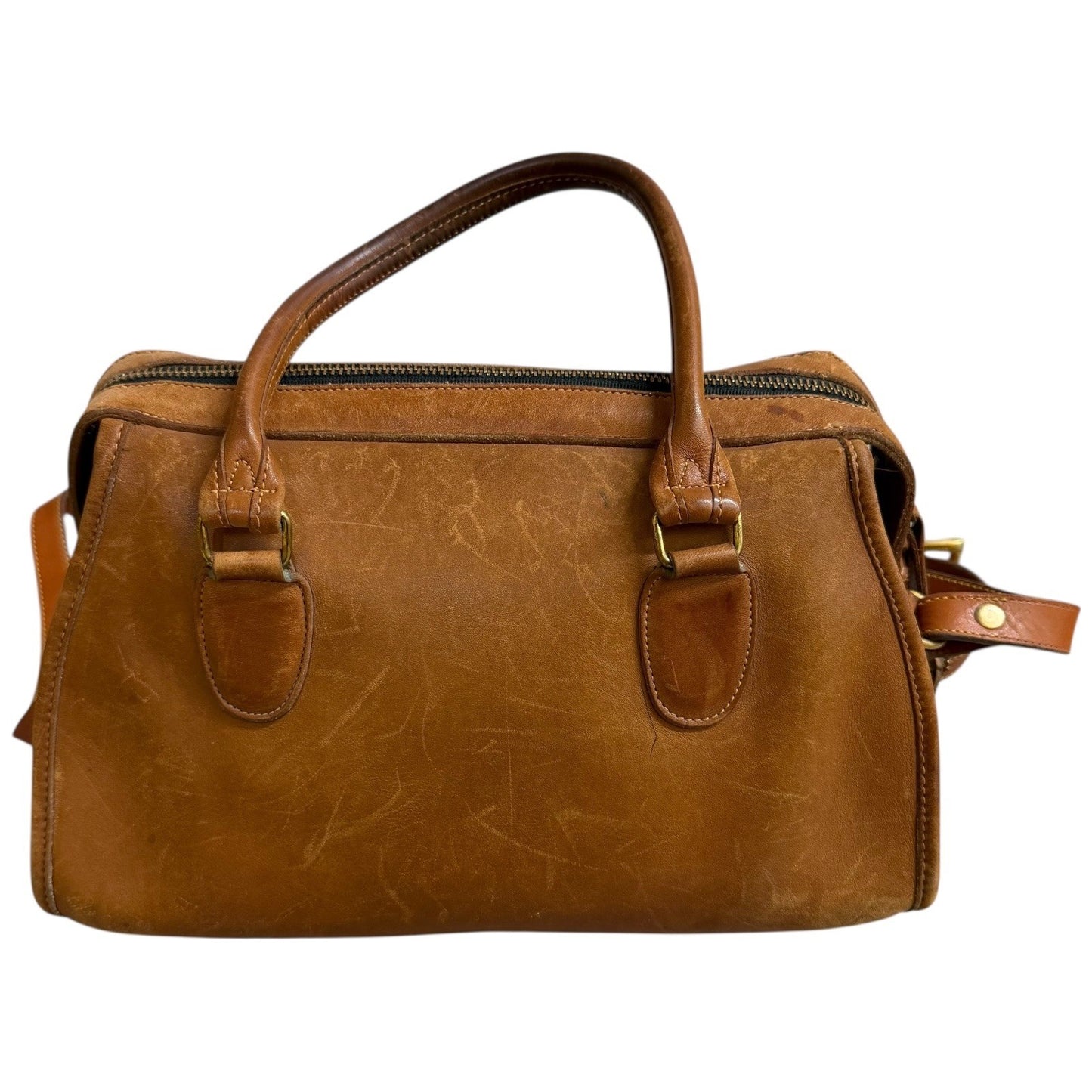 Vintage 80s Coach British Tan Leather Broadway Satchel Shoulder Bag Brown