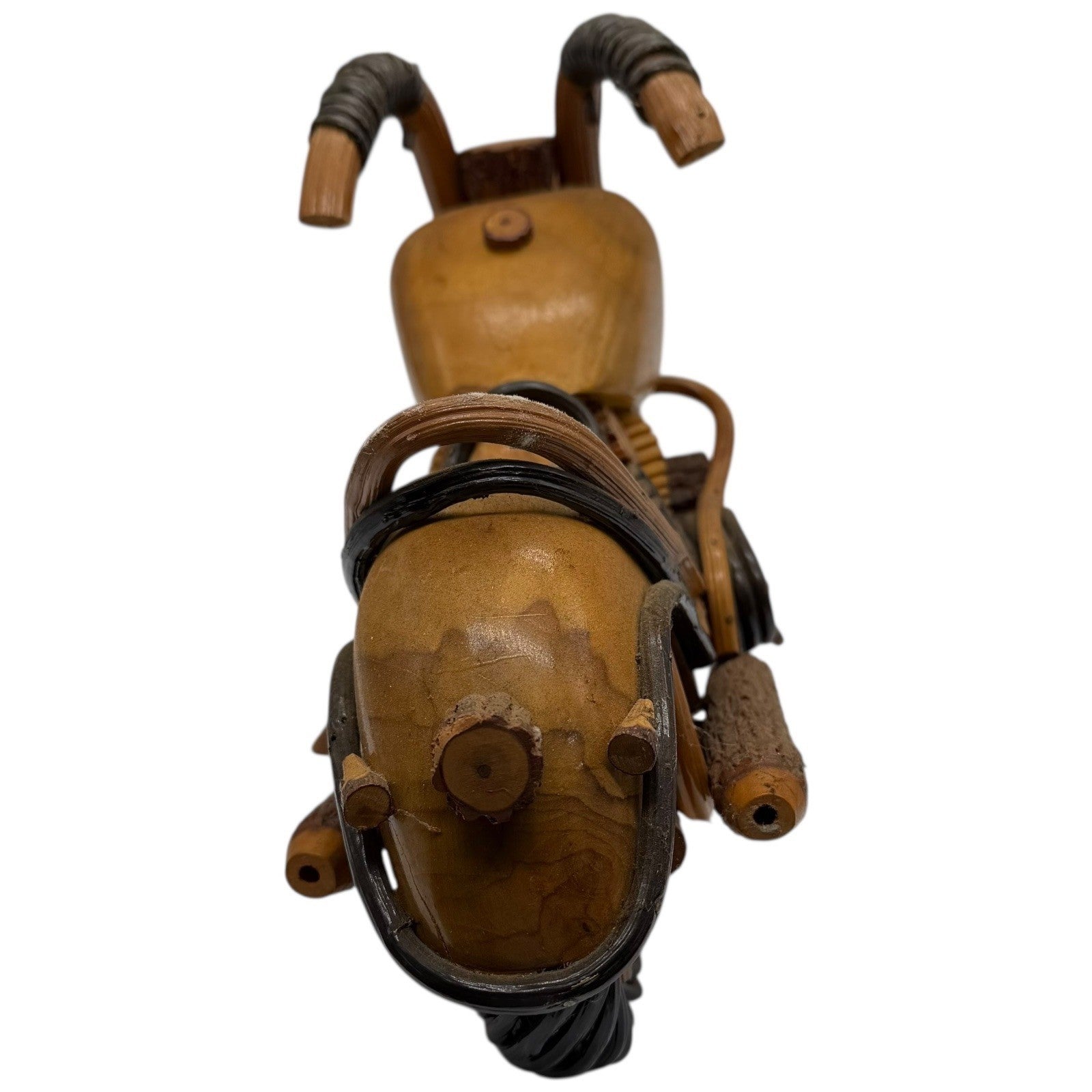 Handmade Wooden Motorcycle Chopper Sculpture Desk Decor Art