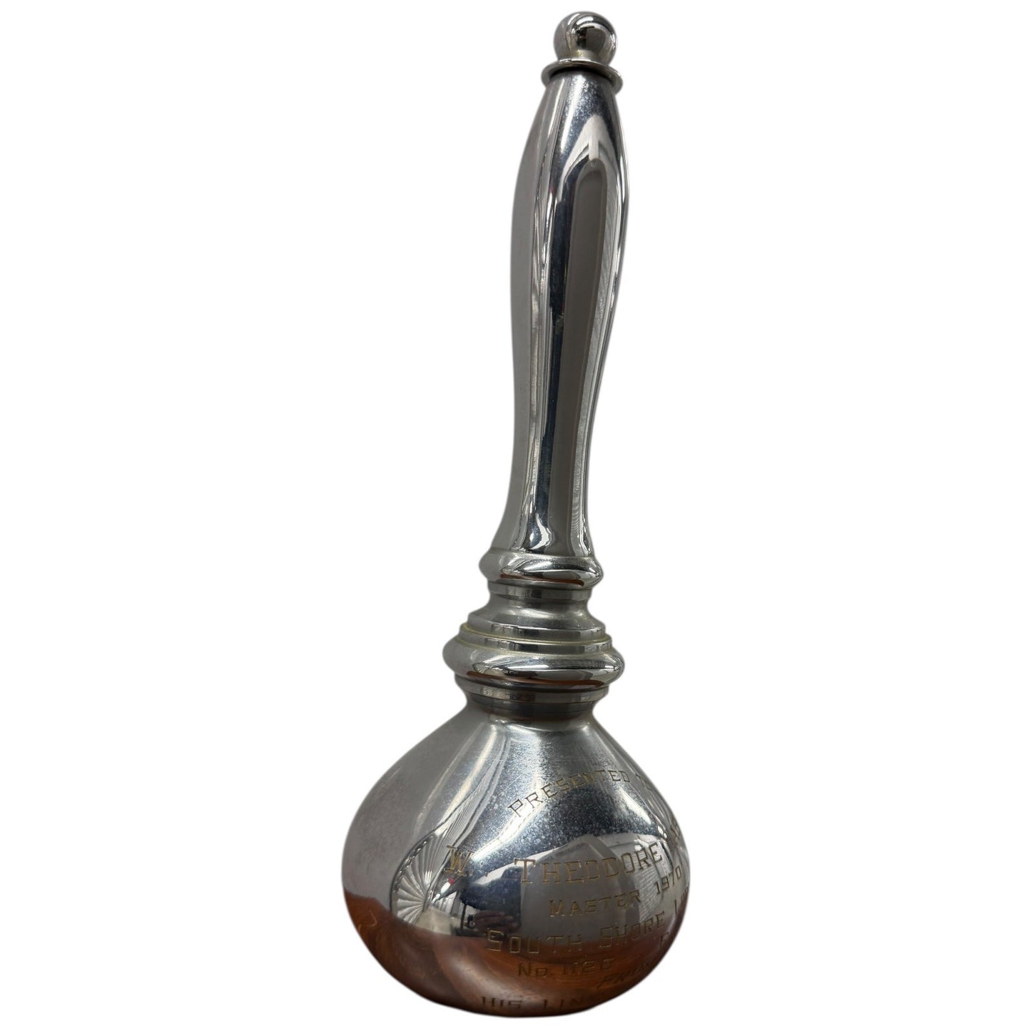 Engraved Presentation Masonic Gavel or Maul Silver Tone Lodge Master 1970