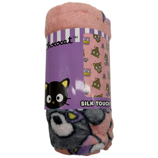 Chococat Sanrio Silk Touch Throw Blanket Pink Gray Purple Choco Time