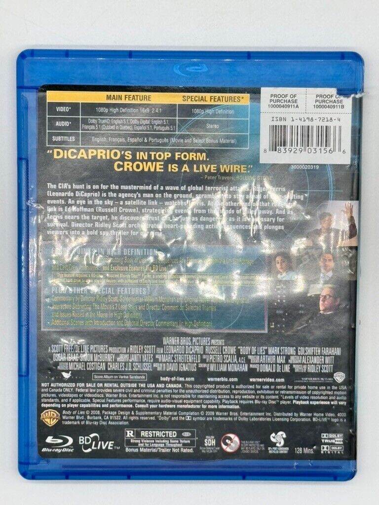 Body of Lies (Single-Disc Edition) [Blu-ray] Leonardo DiCaprio, Russell Crowe