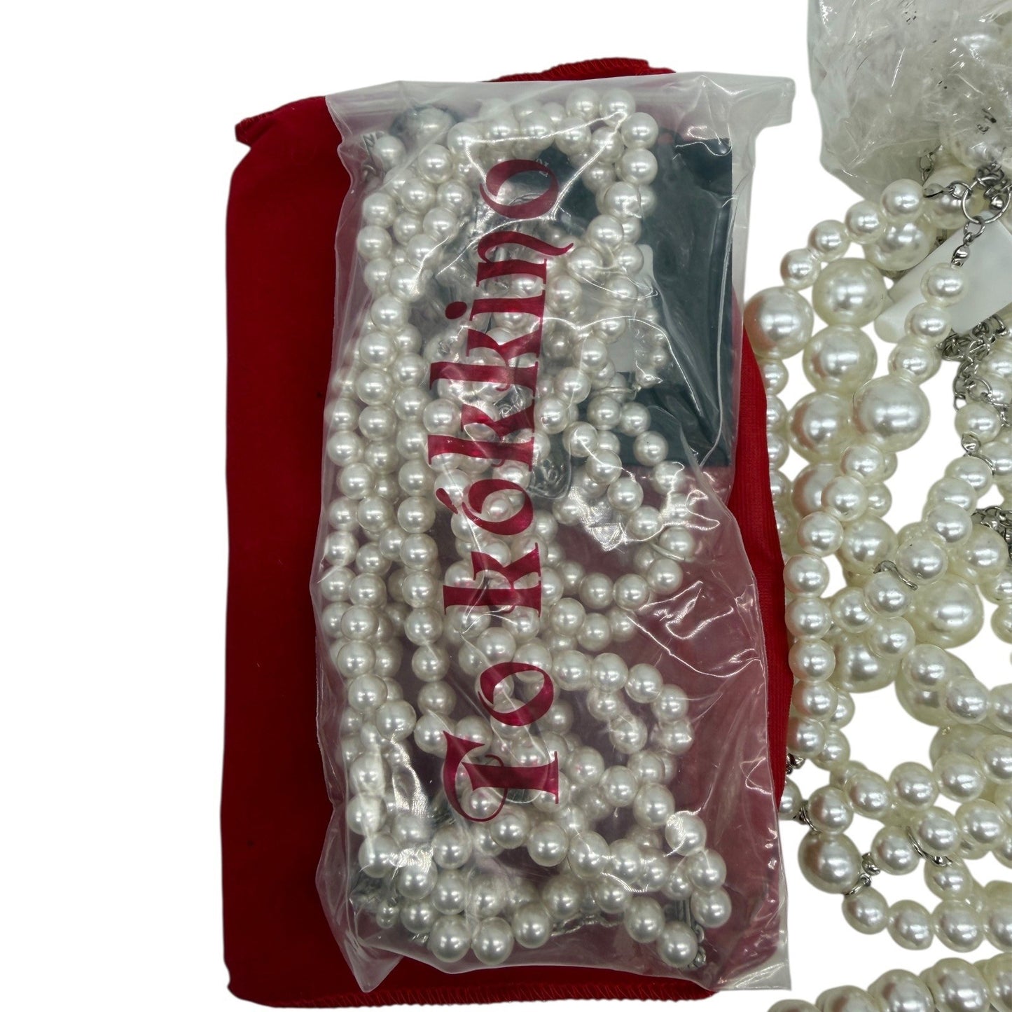 TokiHoku Faux Pearl Necklace Bracelet Set Silver Tone Clasps