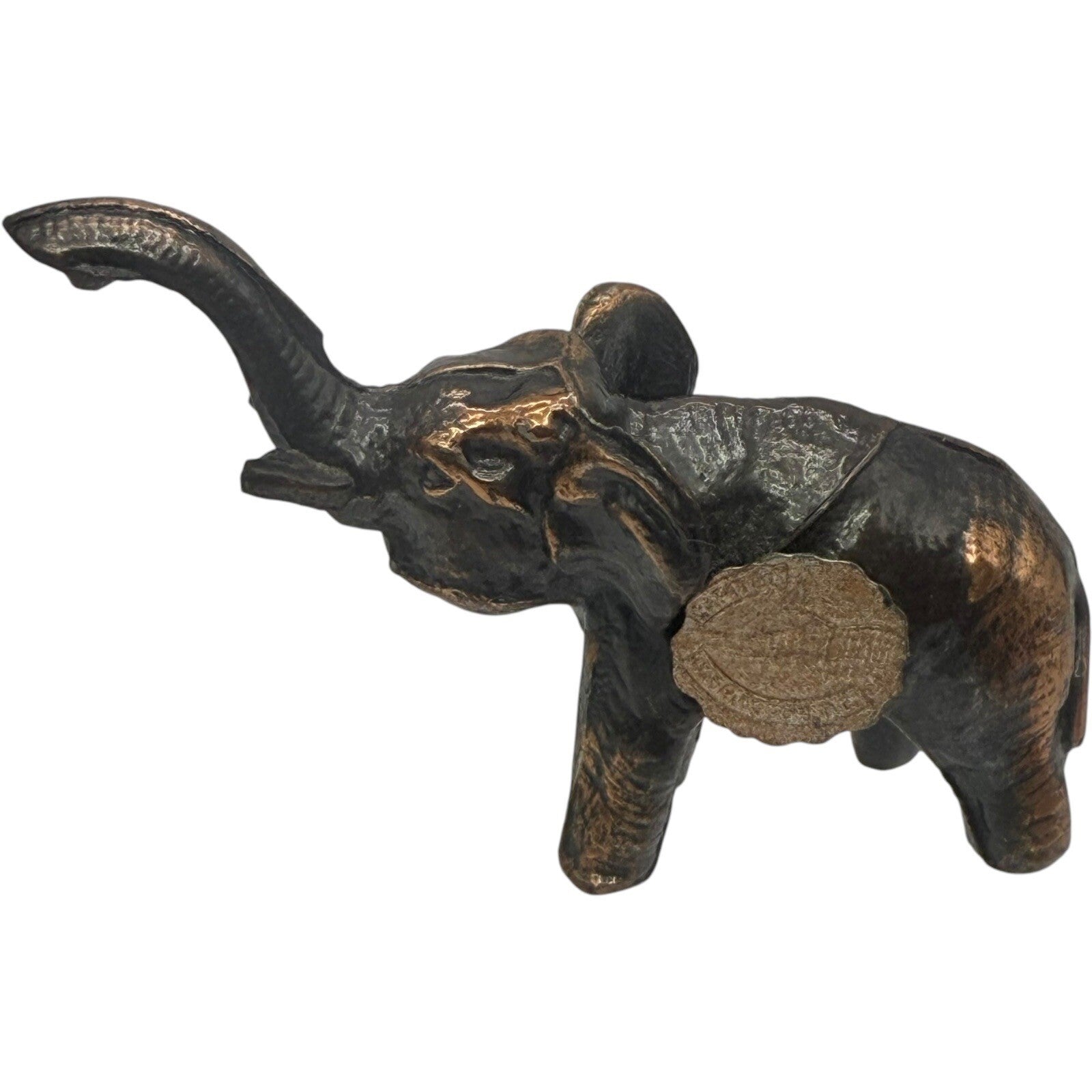 VTG Elephant Statue Figurine Trunk Up Good Luck Bronze Finish Home Decor