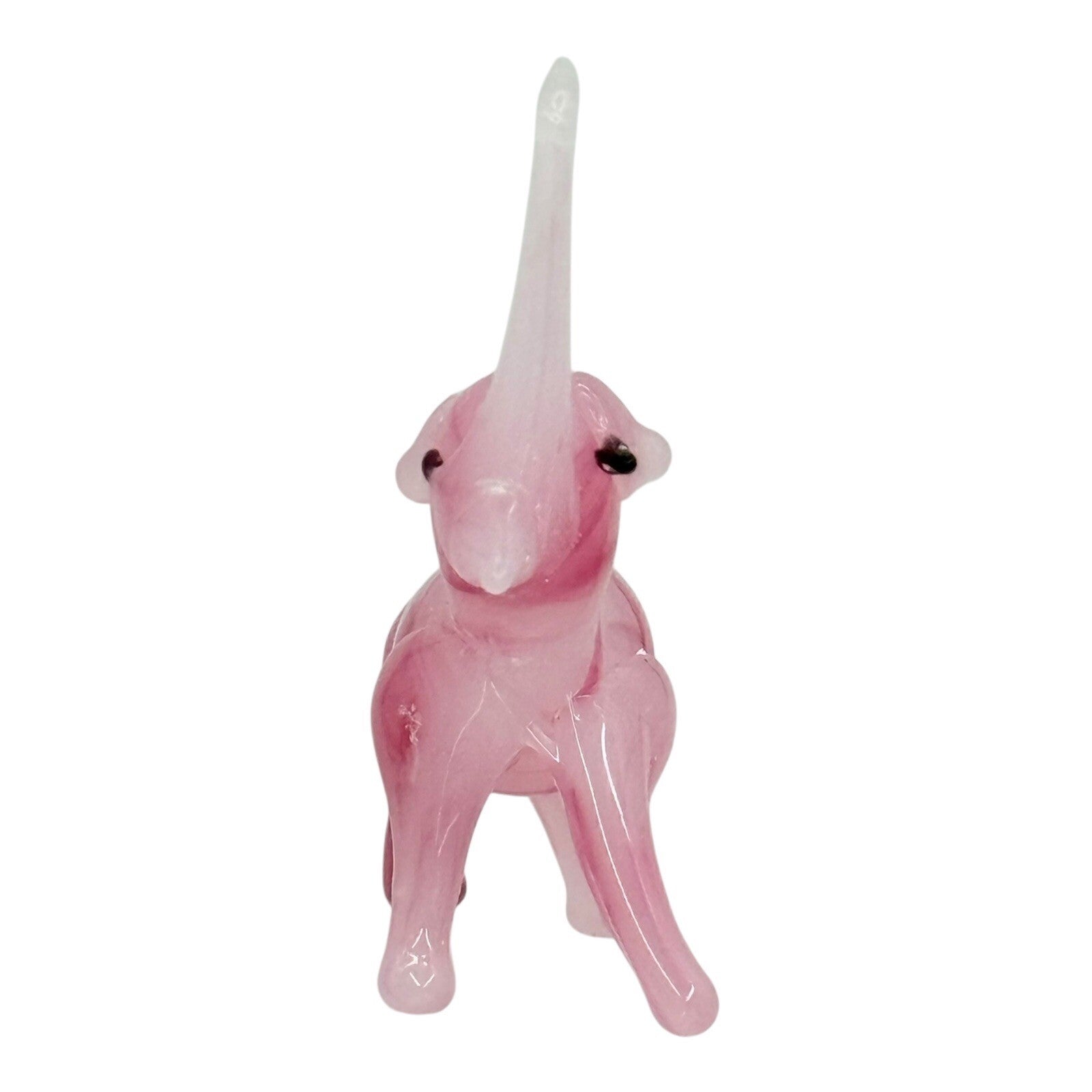 Pink Glass Elephant Figurine Hand Blown Art Glass Animal Collectible Decor