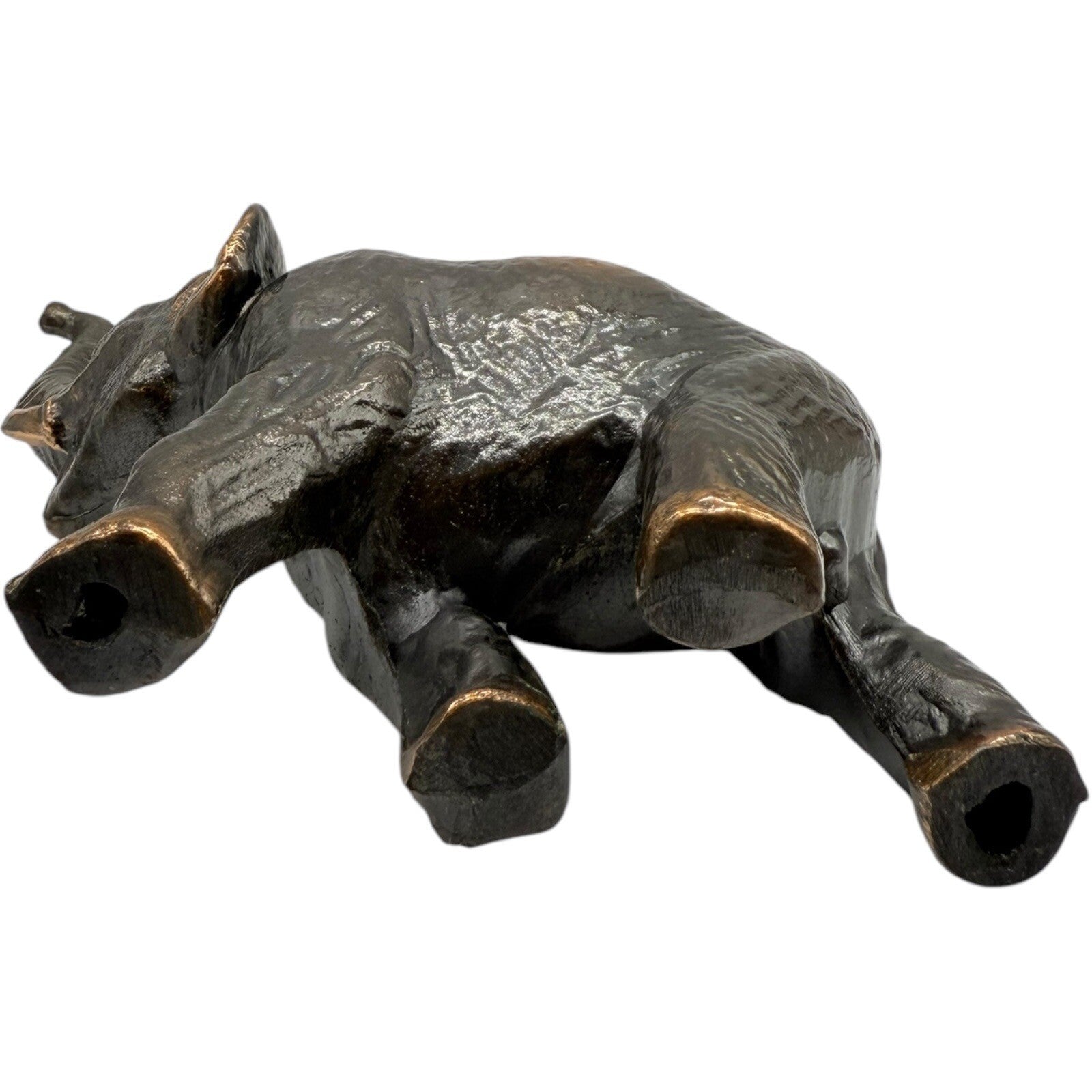 Cast Iron Elephant Figurine Statue Trunk Up Good Luck Decor Animal Sculpture