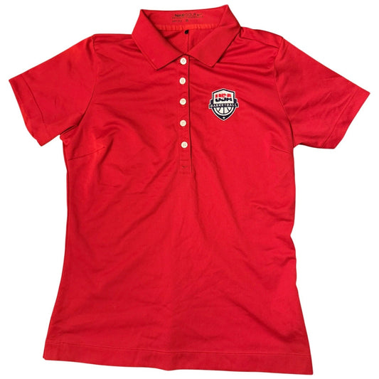 Nike USA Basketball Dri-FIT Polo Shirt Red Womens Medium Performance