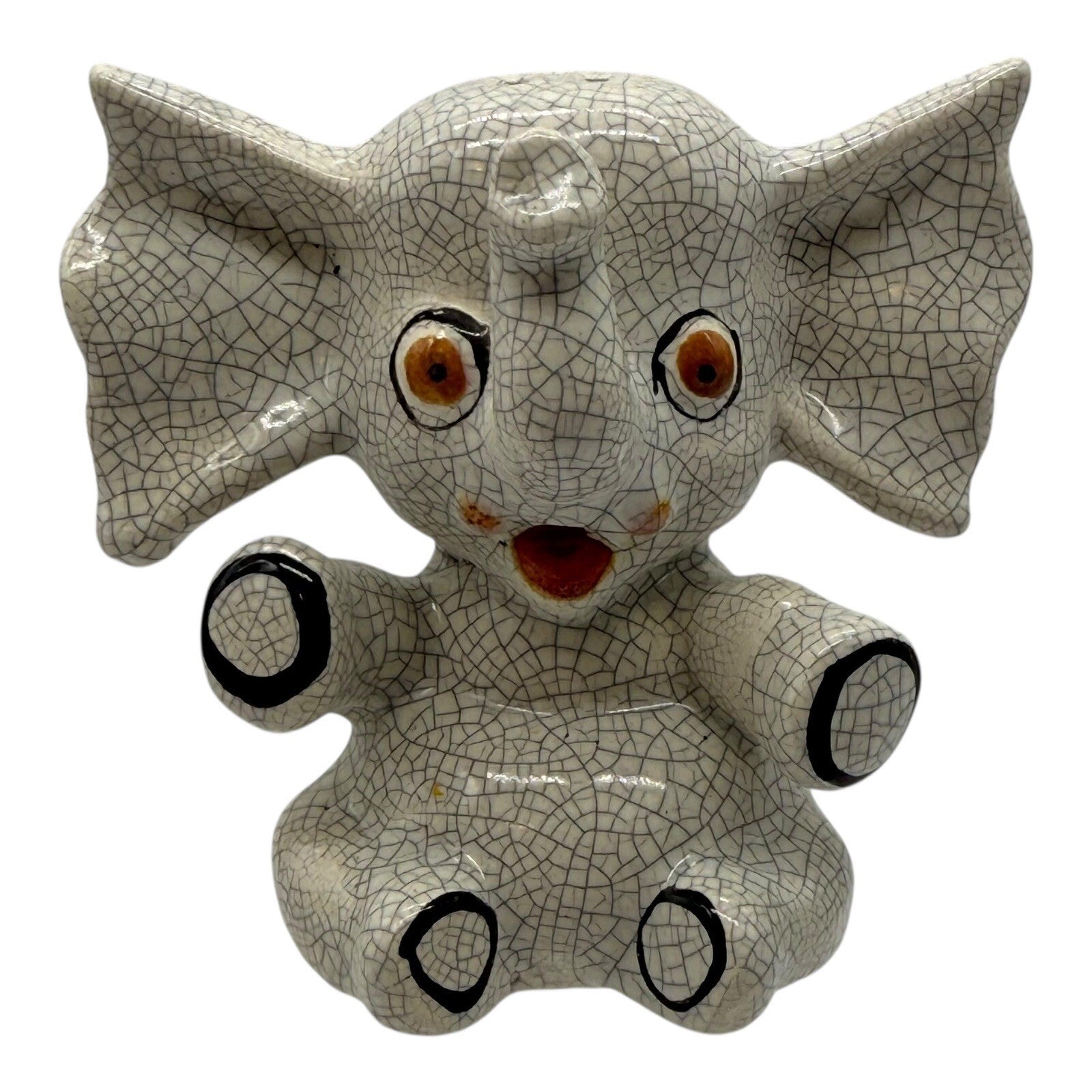 Vintage Crackle Glaze Elephant Salt & Pepper Shakers – Made in Japan No Stoppers