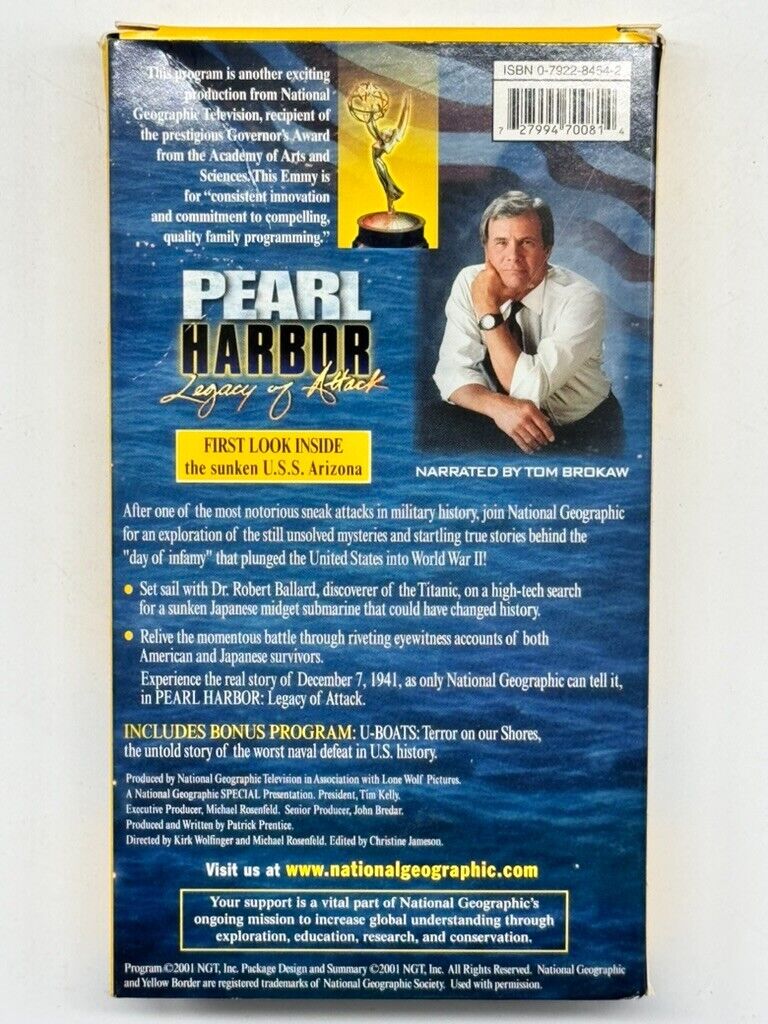 National Geographic: PEARL HARBOR- LEGACY OF ATTACK (vhs) Tom Brokaw. Rare
