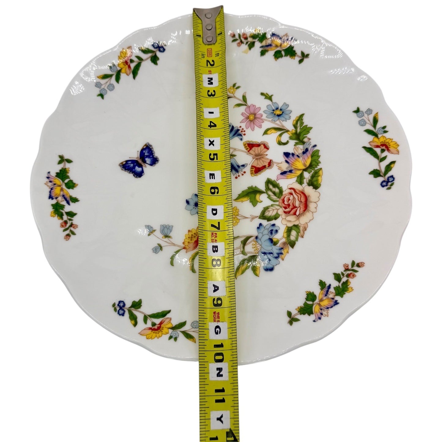 Aynsley Cottage Garden Fine Bone China Footed Cake Stand Floral Butterfly