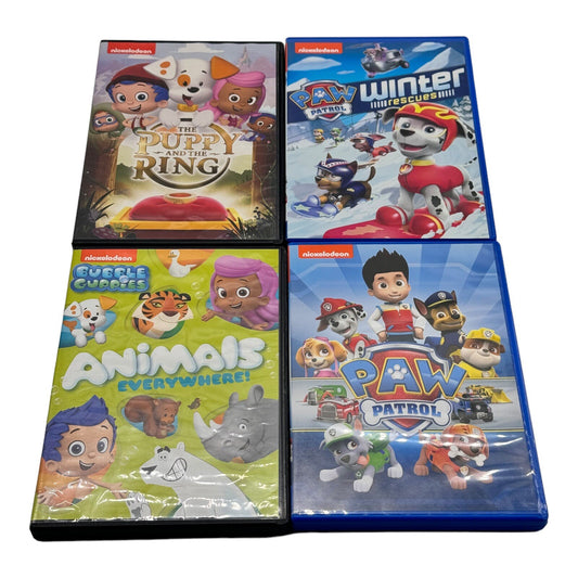 Nickelodeon DVD 4 LOT : Paw Patrol, Bubble Guppies, Puppy And The Ring with Toys