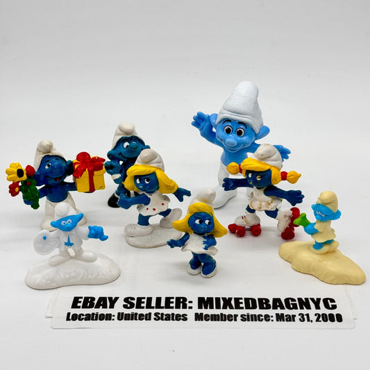 Lot of 8 Vintage Smurfs Figures – Schleich 1970s 1980s Smurfette & Others