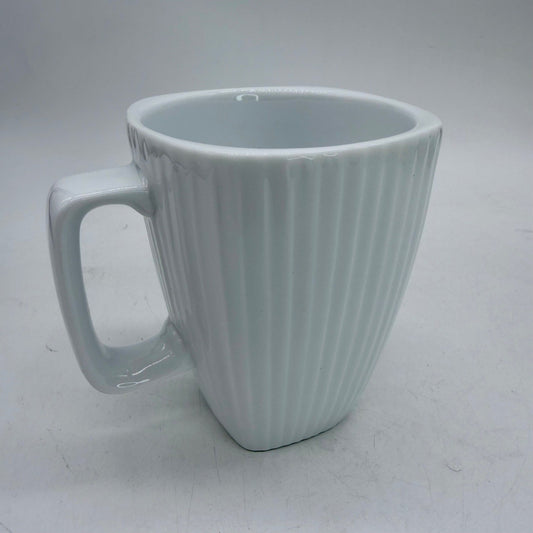 Corelle Ultra Porcelain White Ribbed Square Coffee Mug Cup Made in Sri Lanka