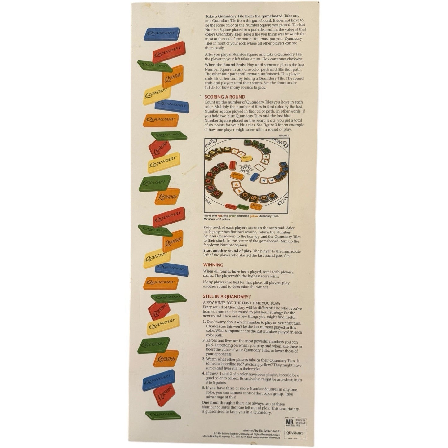 Quandary Board Game 1994 Milton Bradley Vintage Strategy Game – Complete Set