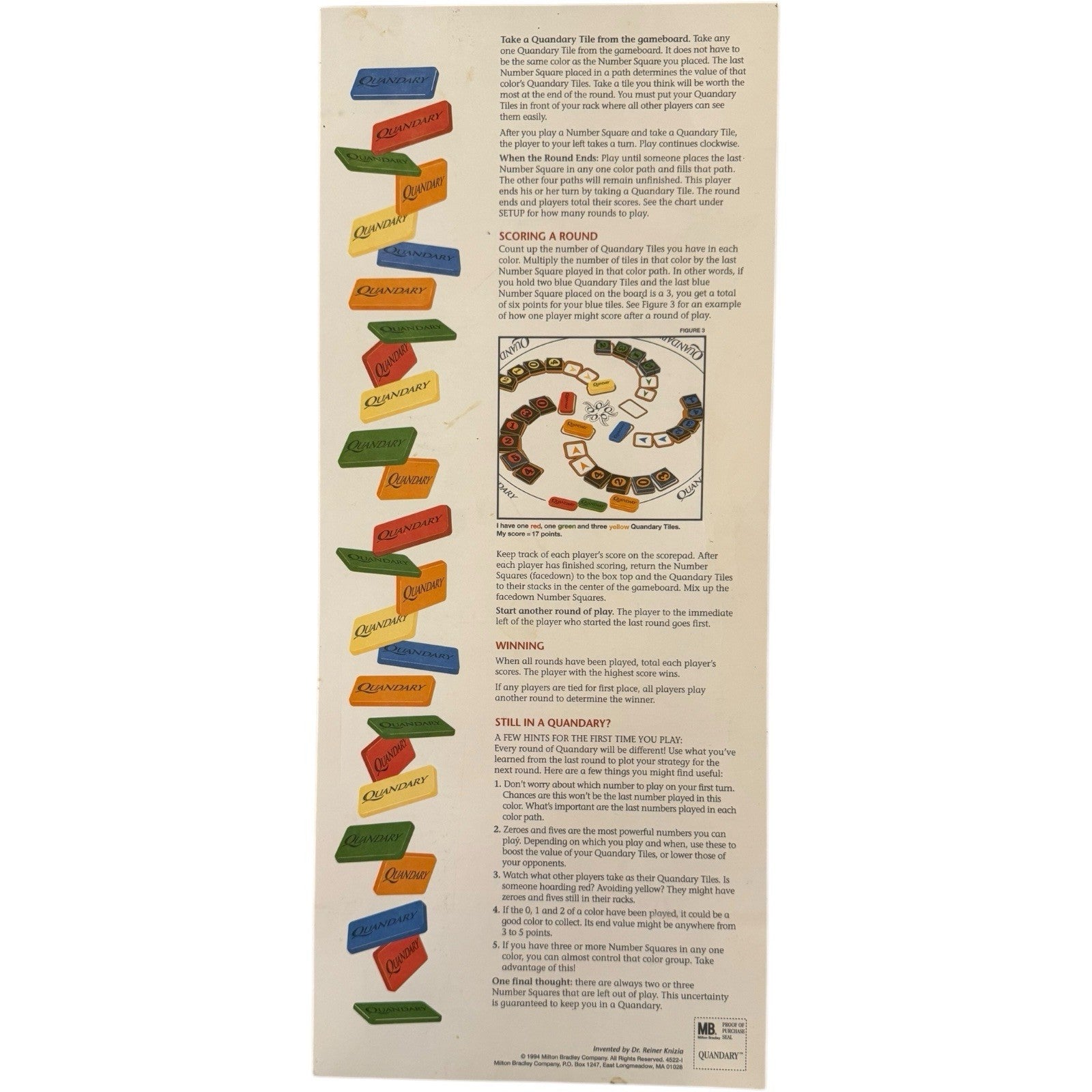 Quandary Board Game 1994 Milton Bradley Vintage Strategy Game – Complete Set