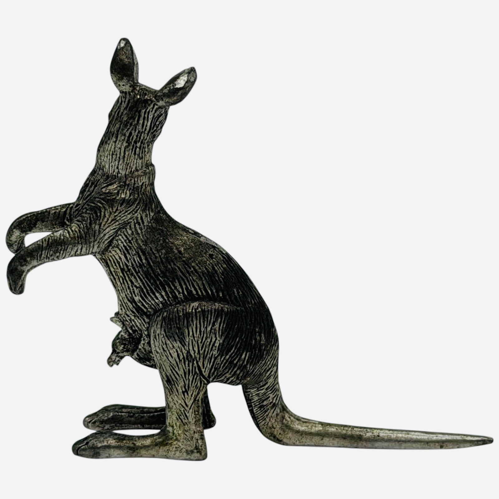 Kangaroo Joey Metal Figurine Statue Australian Outback Decor Collectible