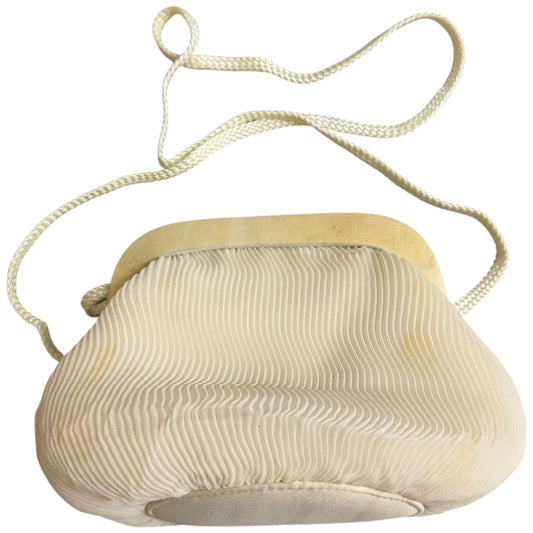 Vintage Lord & Taylor Ivory Pleated Satin Evening Clutch Bag Purse