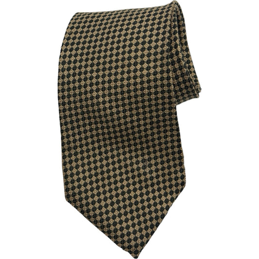 Vintage Andrew Roberts Olive & White Checkered Silk Tie – Classic Style