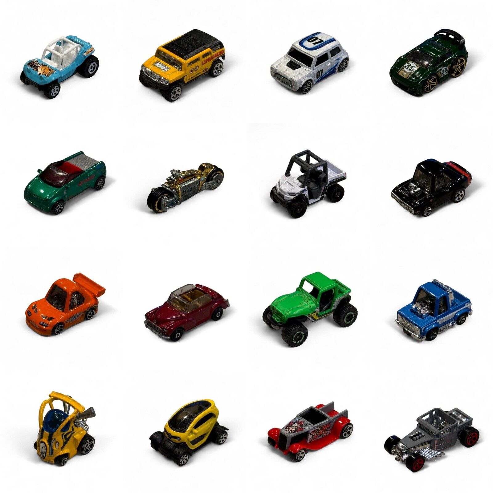 Matchbox & Hot Wheels 16 Mixed Vehicles - Diecast 1/64 - Loose & Bagged