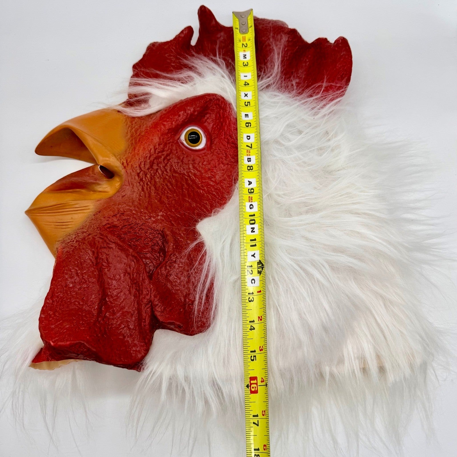 Rooster Mask Funny Adult Halloween Costume Prop Red White Fur