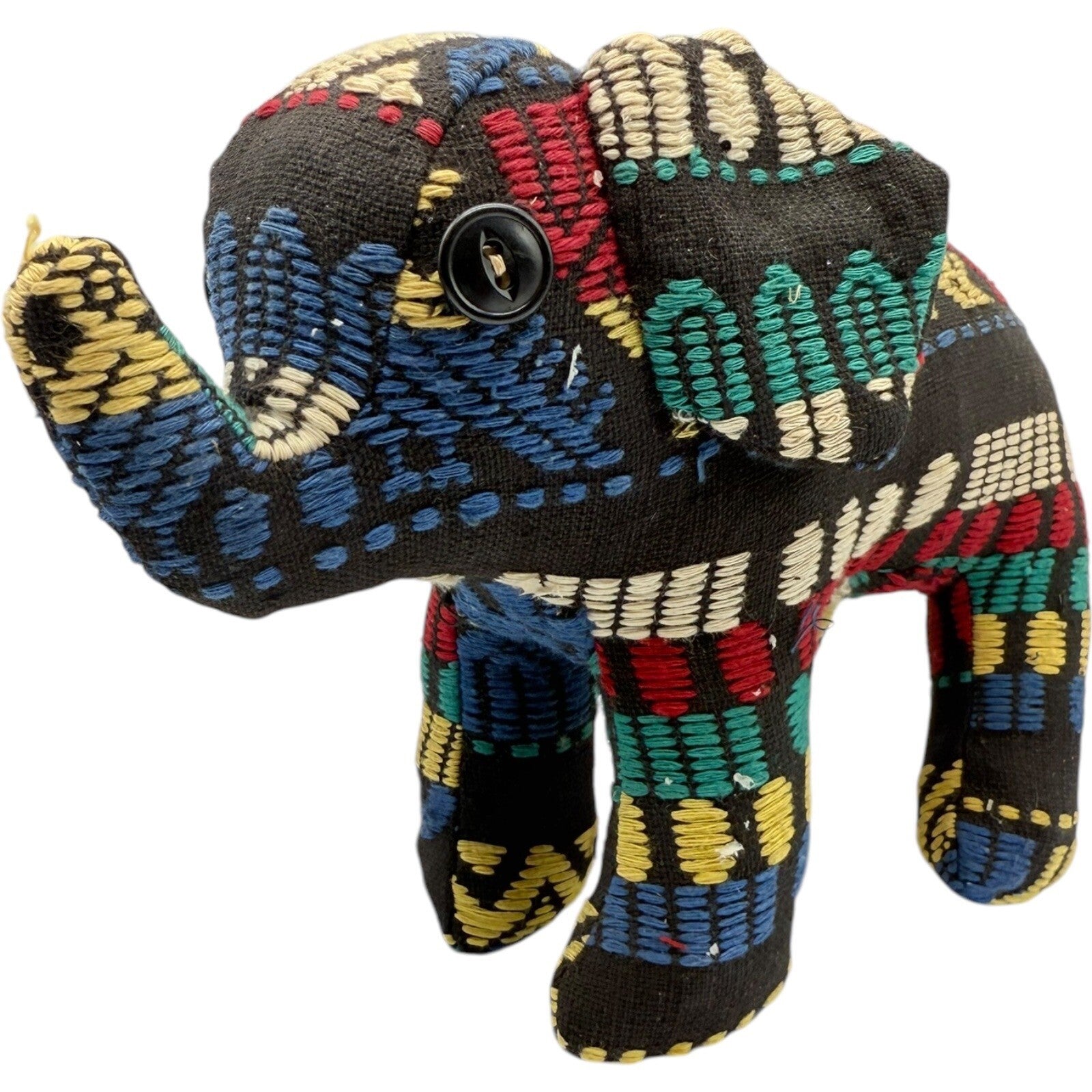 Elephant Stuffed Animal Plush Toy Colorful Embroidered Folk Art Decor
