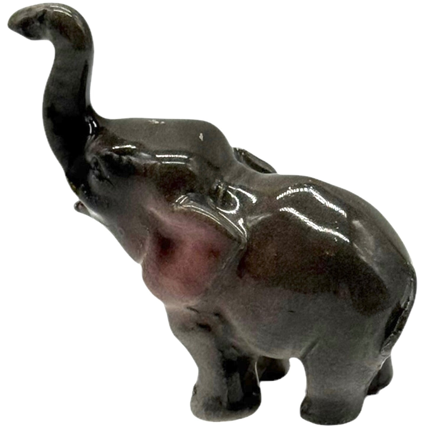 Vintage Ceramic Elephants Family Figurine - 2 Adults & 1 Baby - Trunks Up