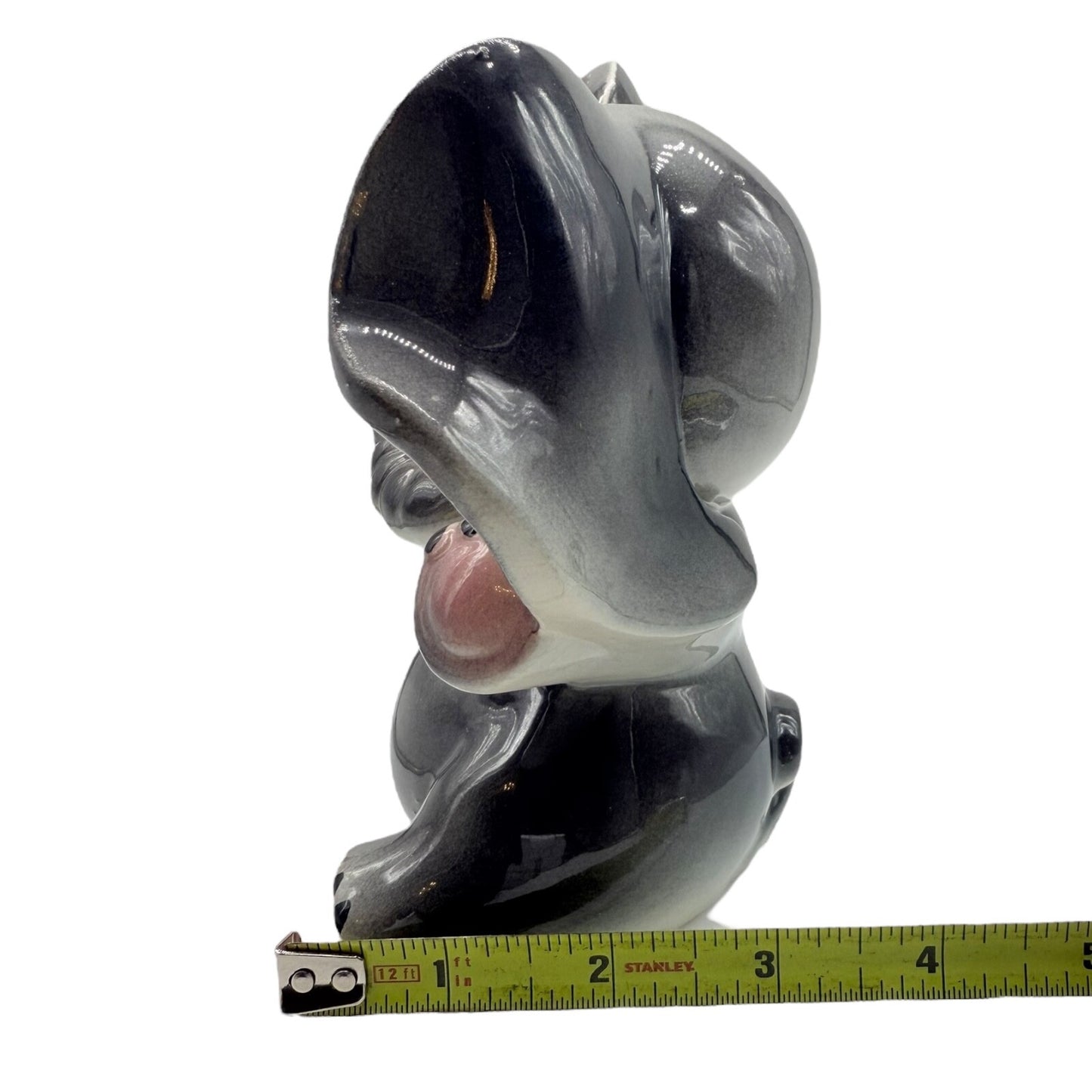 Vintage Handmade Ceramic Elephant Bank | Hand-Painted 1950s | Sitting Figurine