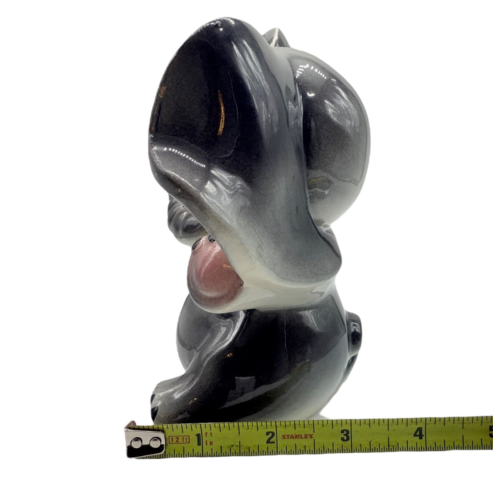 Vintage Handmade Ceramic Elephant Bank | Hand-Painted 1950s | Sitting Figurine