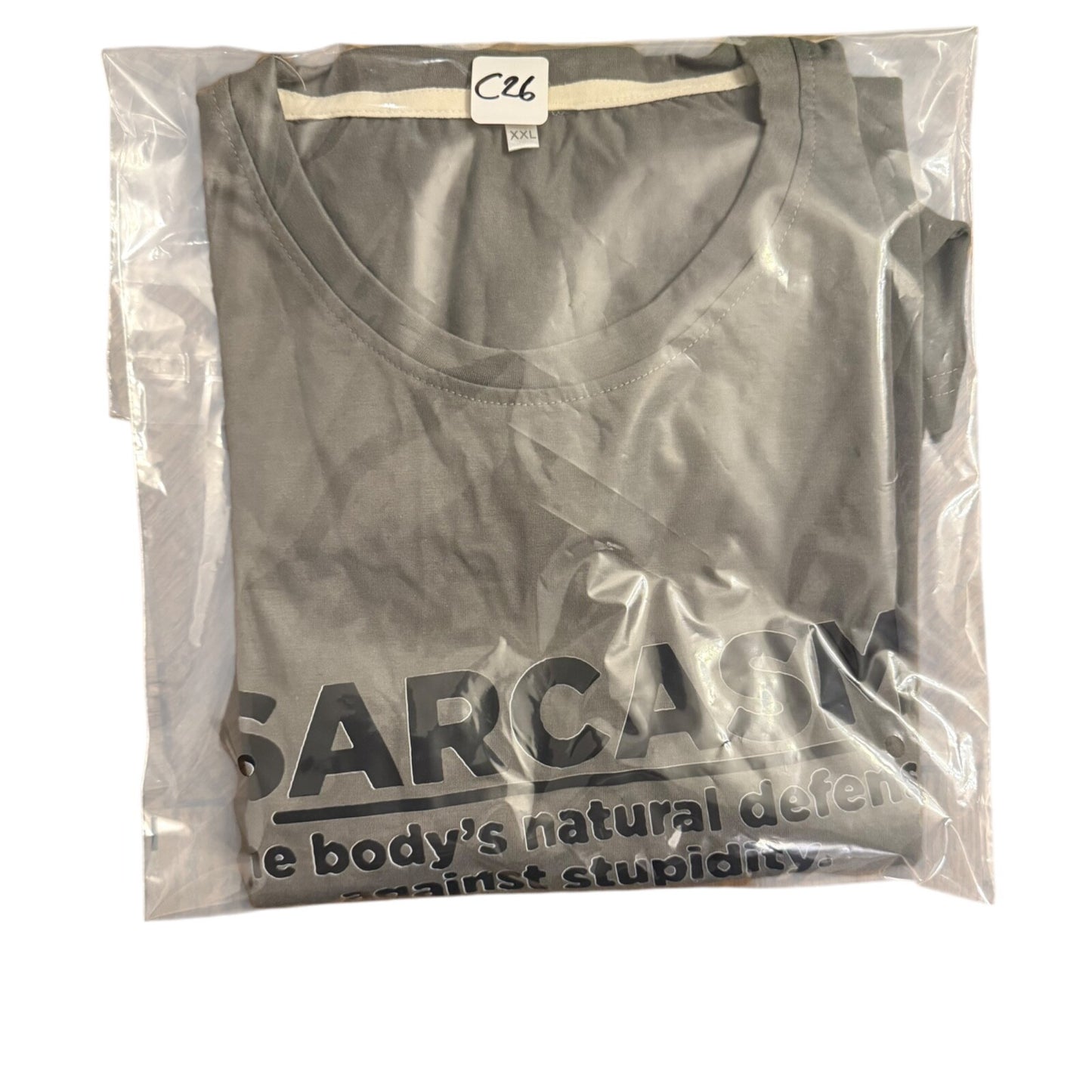 SARCASM Defense Against Stupidity T-Shirt XXL Military Green Funny Graphic Tee